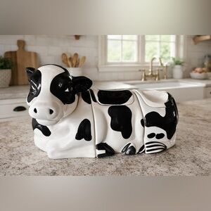 1992 Boston warehouse cow ceramic canisters x3